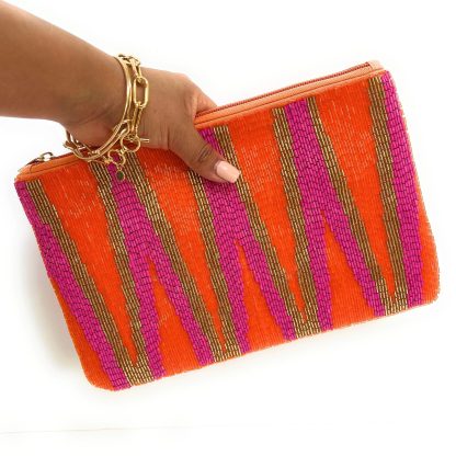 Vibrant geometric color-block hand-beaded clutch - Image 8