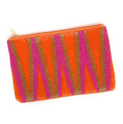 Vibrant geometric color-block hand-beaded clutch - Image 4