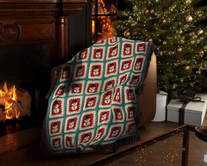 Vintage Christmas Snowman Jacquard Blanket - Image 7