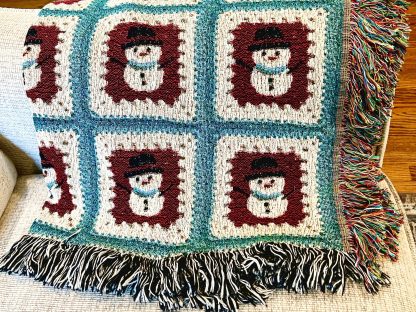 Vintage Christmas Snowman Jacquard Blanket - Image 4
