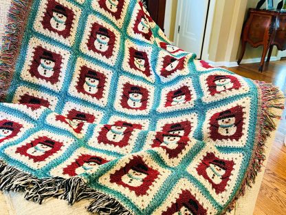Vintage Christmas Snowman Jacquard Blanket