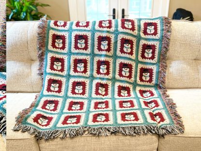 Vintage Christmas Snowman Jacquard Blanket - Image 2