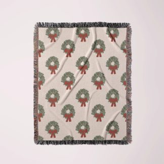 Vintage Christmas Wreath Jacquard Blanket