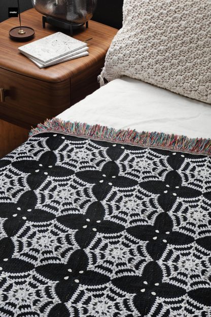 Vintage Dark Spiderweb Jacquard Blanket - Image 5