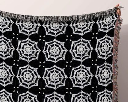 Vintage Dark Spiderweb Jacquard Blanket - Image 4