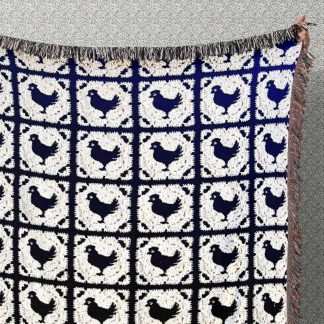 Vintage Farm Style Hen Jacquard Blanket
