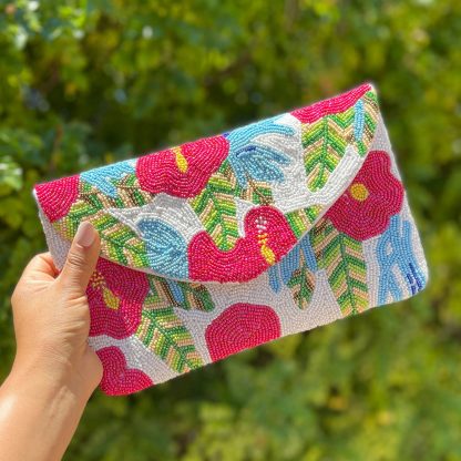 Vintage Flower Border Hand-Beaded Evening Bag - Image 6
