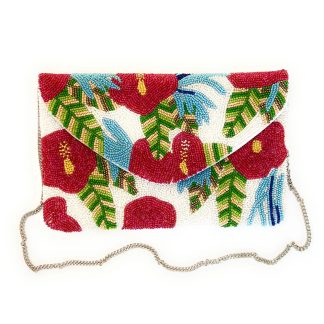 Vintage Flower Border Hand-Beaded Evening Bag