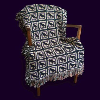 Vintage Mysterious Crow Jacquard Blanket - Image 4