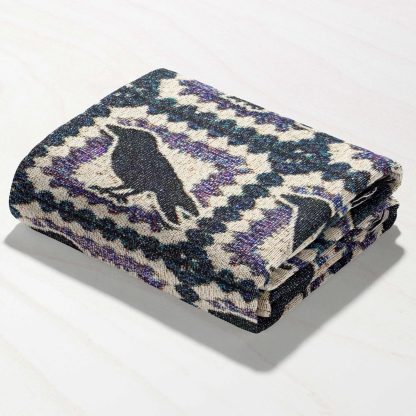 Vintage Mysterious Crow Jacquard Blanket - Image 2