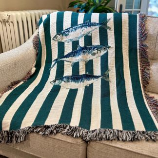 Vintage Ocean Mackerel Stripe Jacquard Blanket