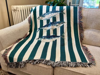 Vintage Ocean Mackerel Stripe Jacquard Blanket