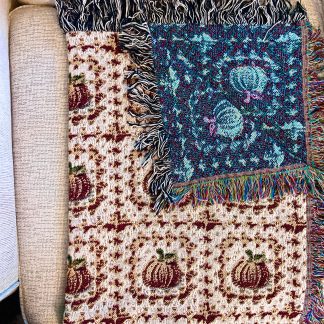 Vintage Pumpkin Pattern Fringed Blanket