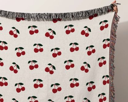 Vintage Sweet Cherry Jacquard Blanket - Image 3