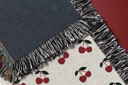 Vintage Sweet Cherry Jacquard Blanket - Image 2