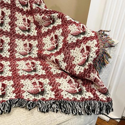 Vintage Western Boot Jacquard Blanket - Image 4