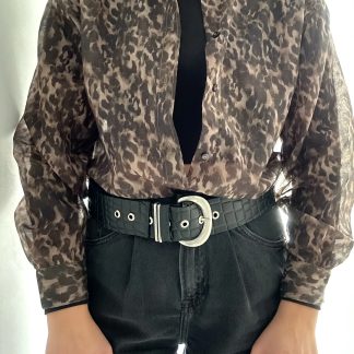 Vintage crocodile pattern wide belt