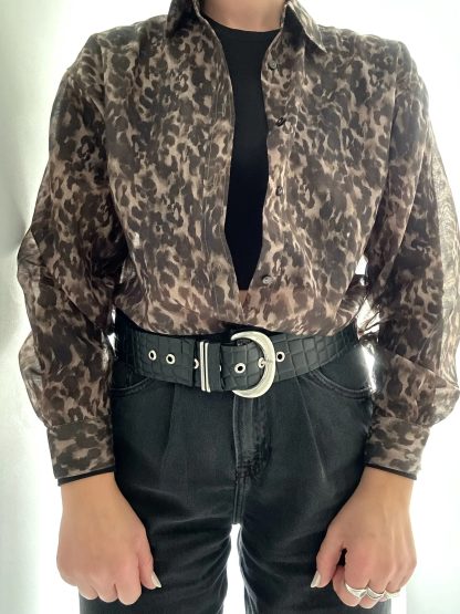 Vintage crocodile pattern wide belt