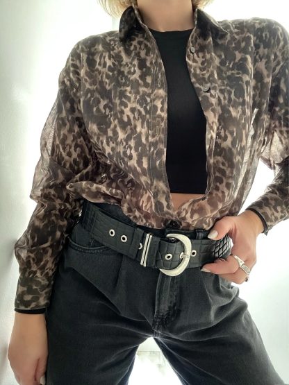 Vintage crocodile pattern wide belt - Image 4