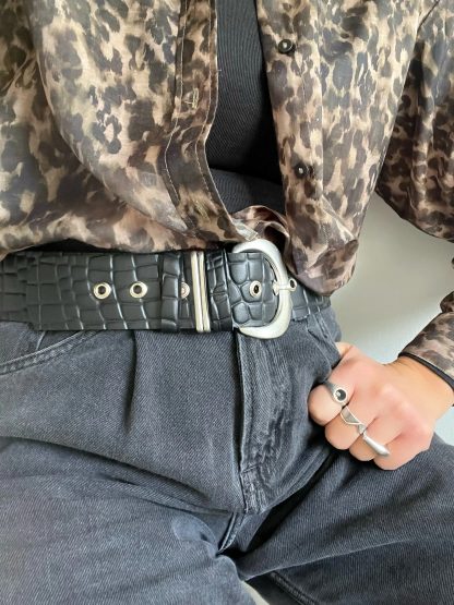 Vintage crocodile pattern wide belt - Image 3