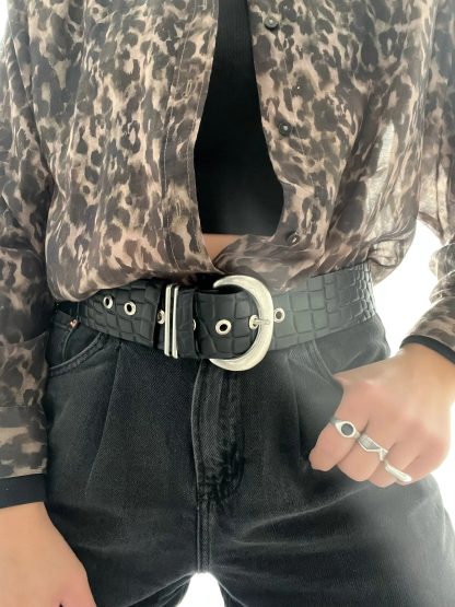Vintage crocodile pattern wide belt - Image 2