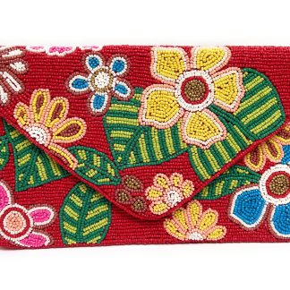 Vintage floral hand-beaded evening bag