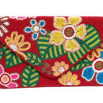 Vintage floral hand-beaded evening bag