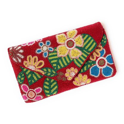 Vintage floral hand-beaded evening bag - Image 5