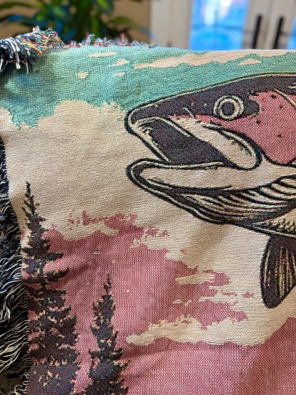 Vintage outdoor style salmon forest jacquard blanket - Image 5