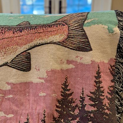 Vintage outdoor style salmon forest jacquard blanket - Image 4