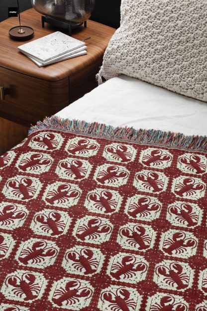 Vintage seaside lobster jacquard blanket - Image 5