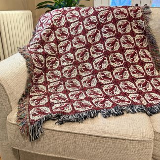Vintage seaside lobster jacquard blanket