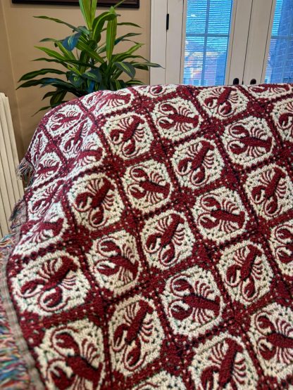 Vintage seaside lobster jacquard blanket - Image 3