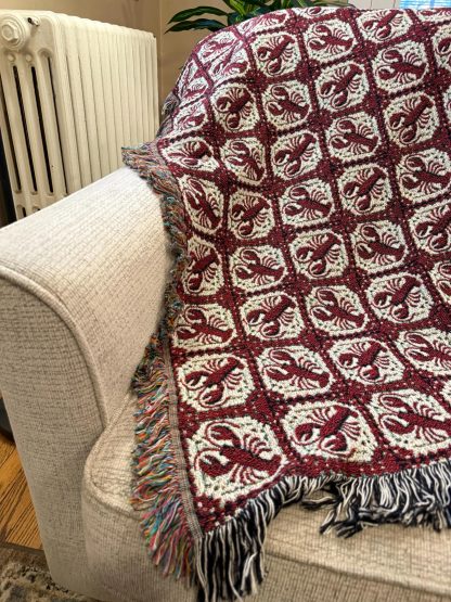Vintage seaside lobster jacquard blanket - Image 2