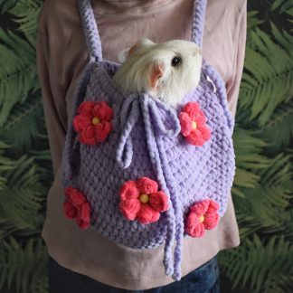 Purple Flower Knitted Pet Bag