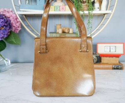 Vintage brown oil leather square handbag - Image 6