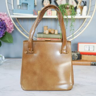 Vintage brown oil leather square handbag