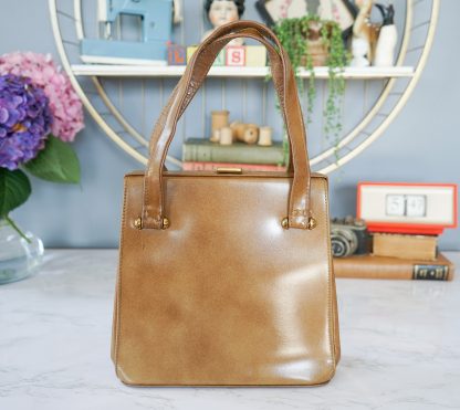 Vintage brown oil leather square handbag