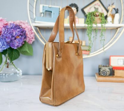 Vintage brown oil leather square handbag - Image 4