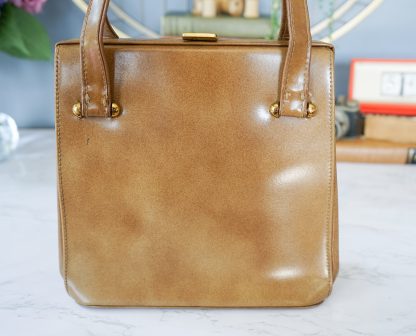 Vintage brown oil leather square handbag - Image 2