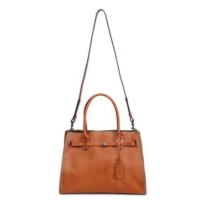 Vintage top-grain cowhide rivet handbag - Image 5