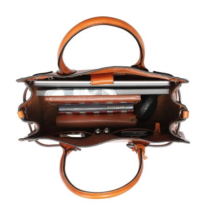 Vintage top-grain cowhide rivet handbag - Image 4