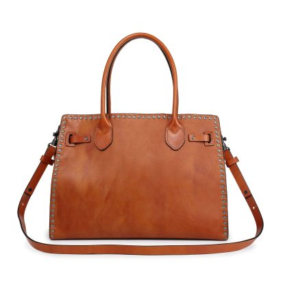 Vintage top-grain cowhide rivet handbag - Image 3