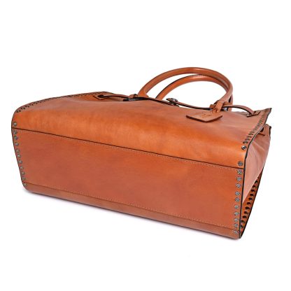 Vintage top-grain cowhide rivet handbag - Image 2