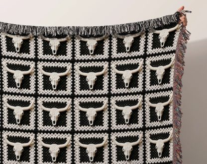 Western retro bull skull jacquard blanket - Image 5
