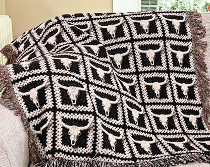 Western retro bull skull jacquard blanket - Image 4