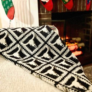 Western retro bull skull jacquard blanket