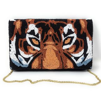 Wild Totem Hand-Beaded Tiger Head Evening Bag