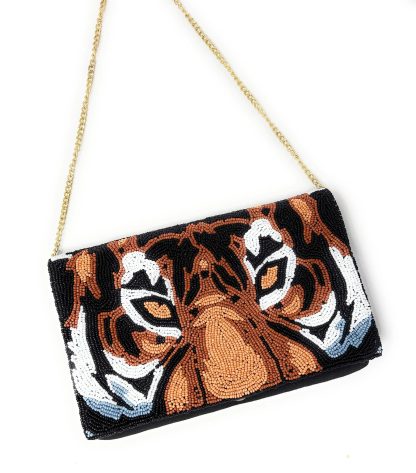 Wild Totem Hand-Beaded Tiger Head Evening Bag - Image 4