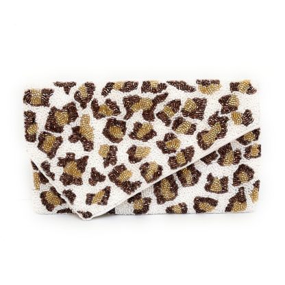 Wild leopard print hand-beaded clutch - Image 5